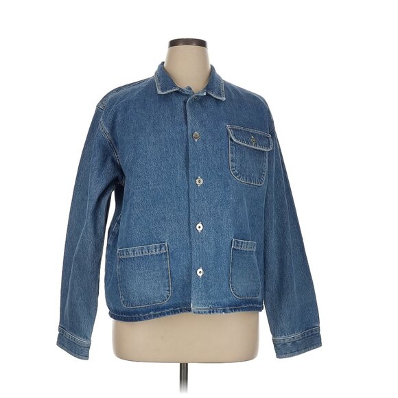 YONY Denim Chore Jacket Made in USA Medium Blue Wash Patch Pocket Minimal XL